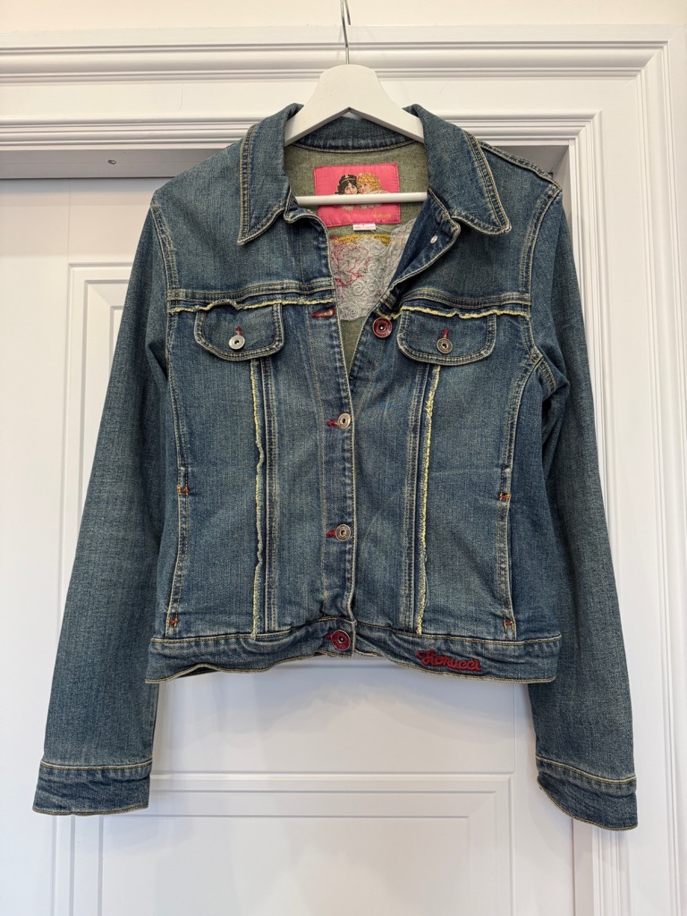 VINTAGE Y2K FIORUCCI DENIM JACKET EMBROIDERY LARGE JEAN 2000s